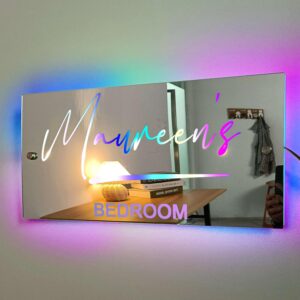 personalised name irror with lights